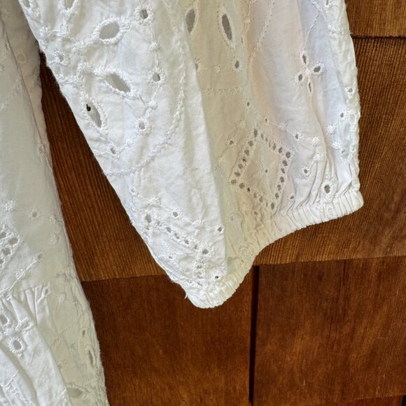 NWT GAP White Eyelet Cotton Three Quarter Sleeves A-Line Dress - Women's X-Large - Picture 5 of 11